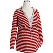 Maternity Hooded Metallic-Stripe Empire Top
