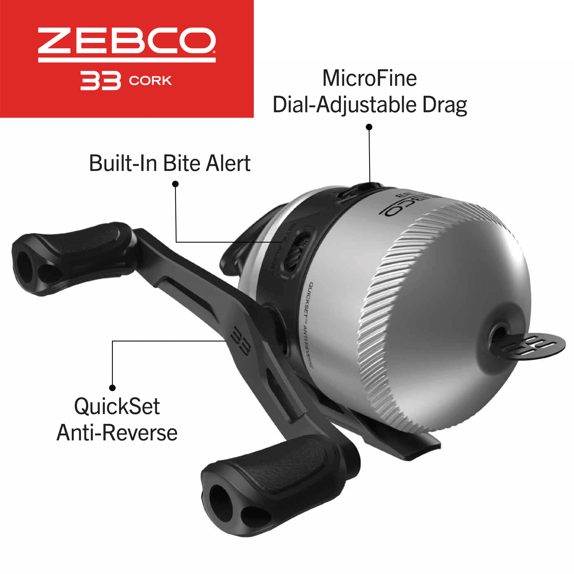 Zebco 33 Cork Micro Trigger Spincast Reel and Fishing Rod Combo,  Pre-Spooled 4-Pound Line, Silver/Black 
