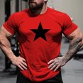 thumbnail image 2 of TSADFHJI T-Shirts Graphiques pour Hommes Pêche Automne Imprimé Étoile Mode Simple Manches Courtes Col Rond T-Shirt TG Vin, 2 of 4