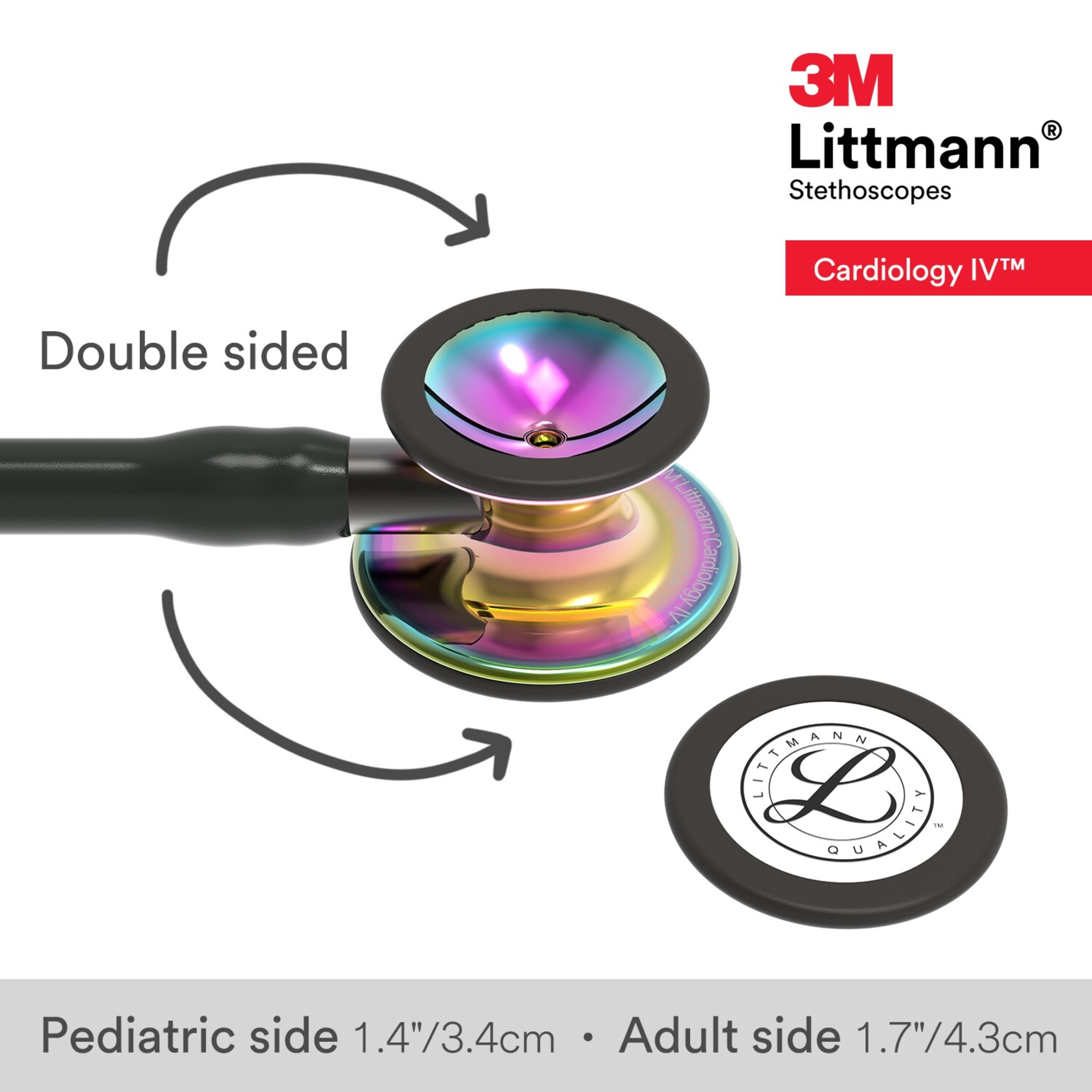 (2 pack) 3M Littmann Cardiology IV Diagnostic Stethoscope, 6240, Stainless Steel High Polish Rainbow-Finish Chestpiece, 27" Black Tube, Smoke Stem