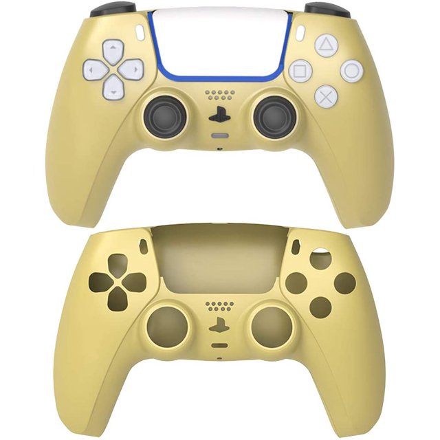 Replacement Shell for PS5, DIY Replacement Controller Housing Shell Case Set Front and Back Cover for Playstation 5 Dualsense Controllers (Gold)(Golden)