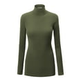 thumbnail image 1 of Made by Johnny Women's Long Sleeve Rib Turtleneck Top Pullover Sweater XS OLIVE, 1 of 6