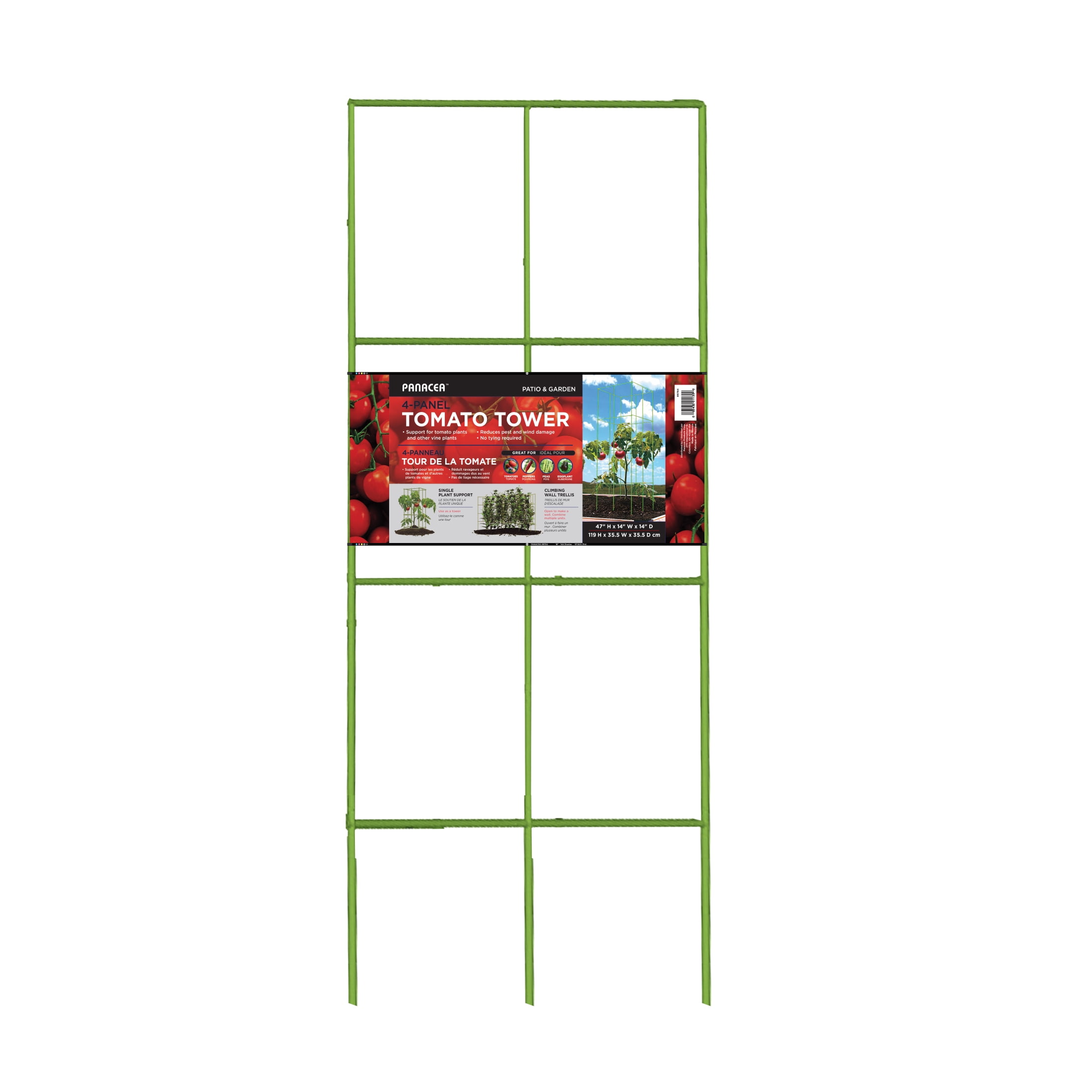 (2 pack) Panacea 47-in 4-Panel Heavy Duty Powder Coated Steel Tomato Tower Light Green Plant Cage
