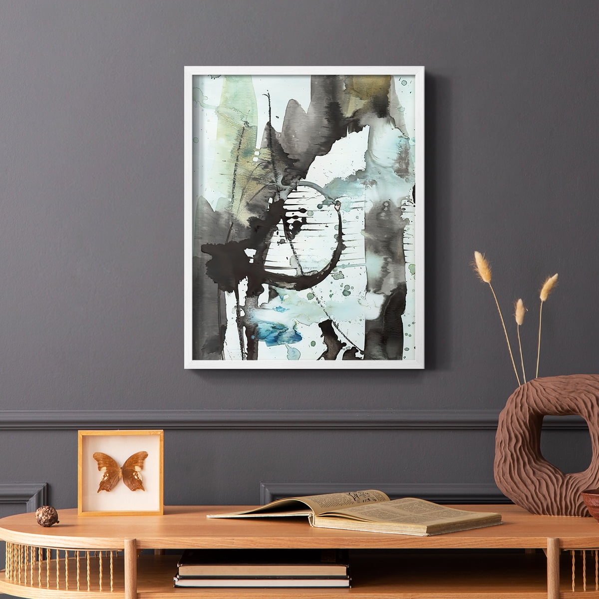 Lyrical Abstract II Framed Print in White Solid Wood Framed Print No Nail Hanging