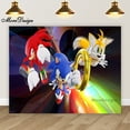 thumbnail image 3 of Banner de cumpleaños de Sonic, fondo fotográfico para niños, decoración para la primera fiesta de niños, fondo de tela de poliéster y vinilo con dibujos animados, 3 of 5