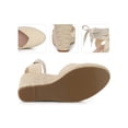 thumbnail image 2 of BLISSFUL STEP Sandales Compensées à Plateforme à Lacets Style Espadrille pour Femmes Beige 5,5, 2 of 5