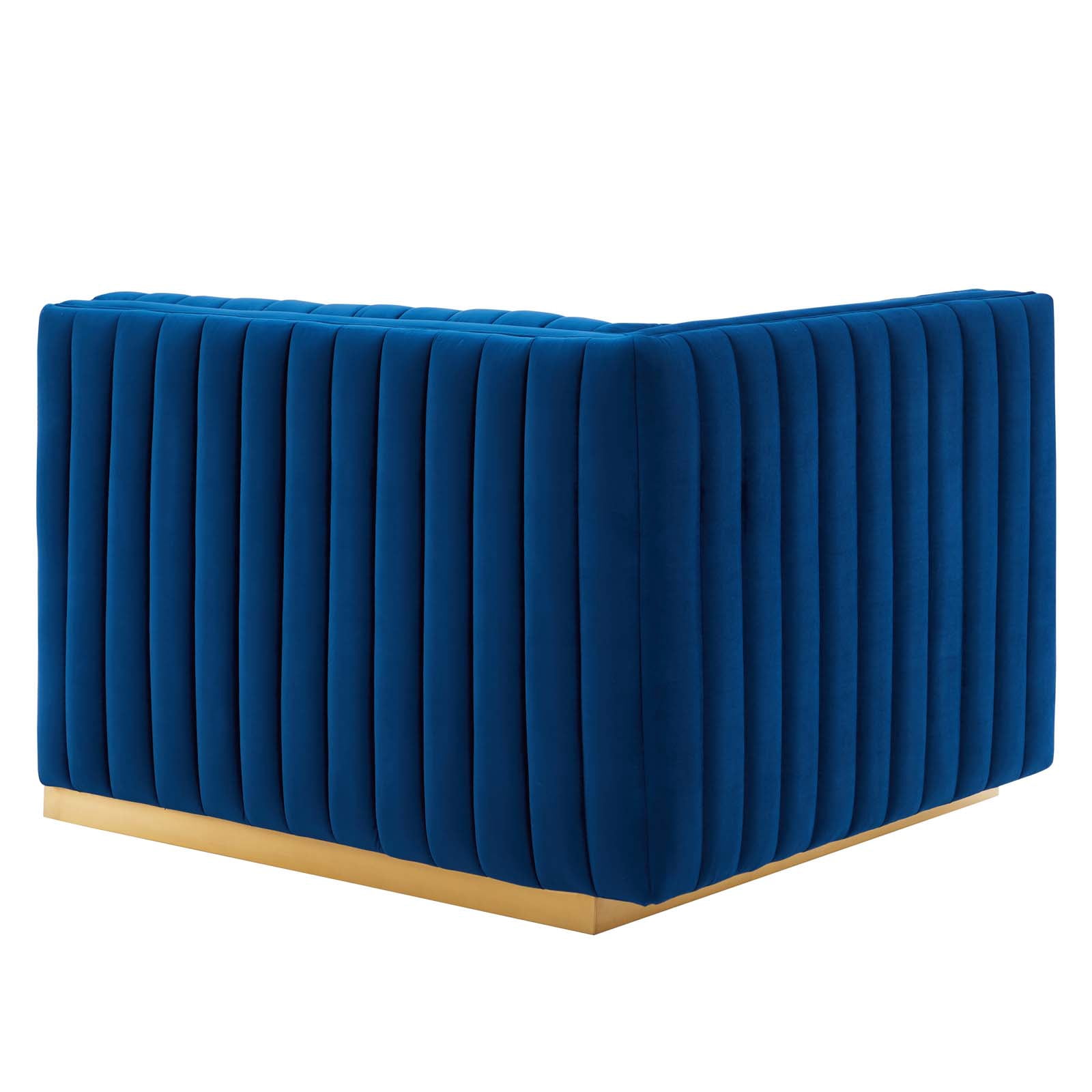 Modway Conjure Channel Tufted Performance Velvet Loveseat in Gold Navy