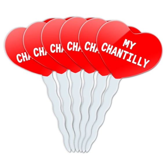 Chantilly Heart Love Cupcake Picks Toppers - Set of 6
