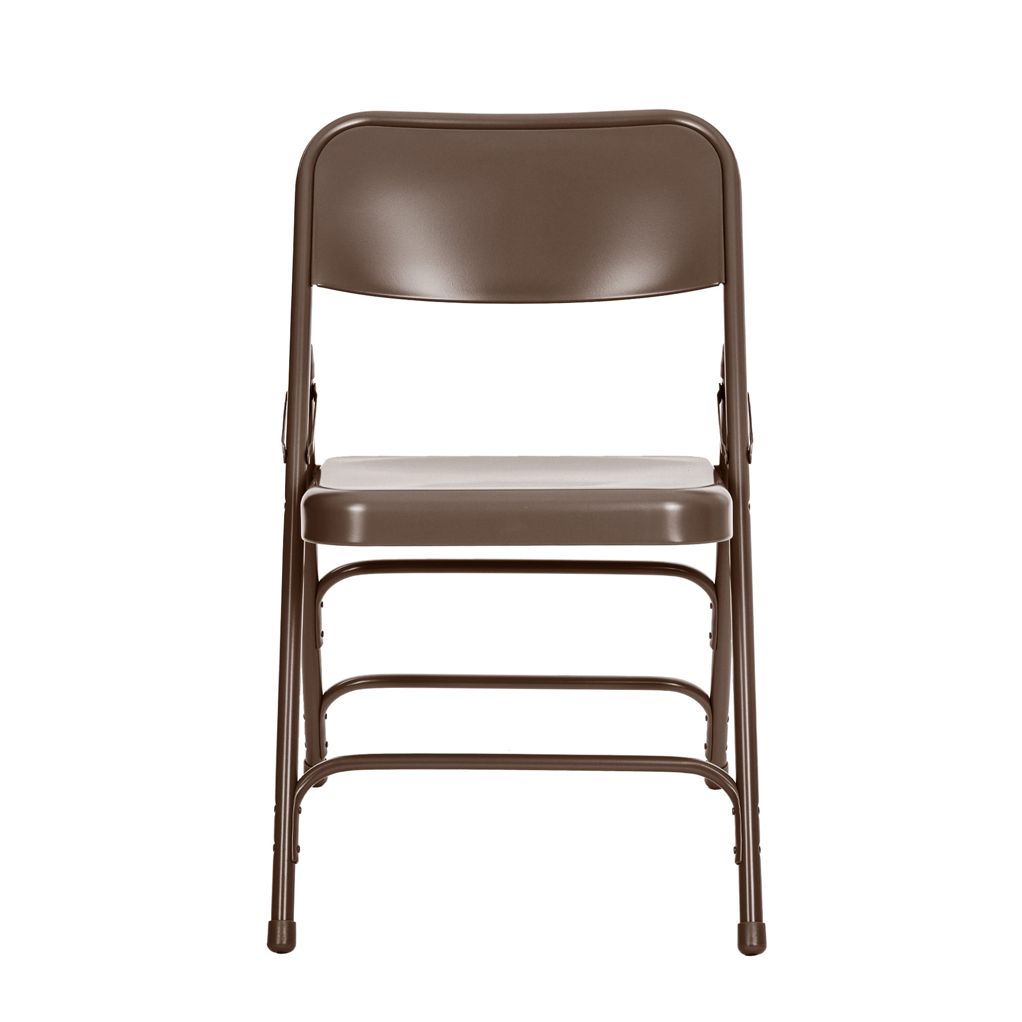 Hampden Furnishings Bernadine Collection All Metal Triple Brace Folding Chair, Brown, Pack of 4