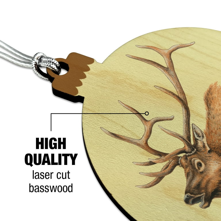 Elk Head Hunting Wood Christmas Tree Holiday Ornament 