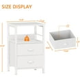 thumbnail image 3 of Nightstands Set of 2, End Table with 2 Fabric Drawers, Night Stand with 2 Hooks, Open Wood Shelf Bedside Table for Bedroom/Living Room/White, 3 of 18