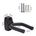 thumbnail image 3 of Percha de montaje en pared para guitarra, paquete de 4, soporte de gancho de pared para guitarra, pantalla negra con tornillos, fácil de instalar Afortunado Sencillez, 3 of 5