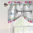 thumbnail image 5 of Tie Up Valances for Windows, Spring Adjustable Valance Curtains Window Treatment for Living Room, Truck Botanical Floral Leaf Butterfly Wooden Grain Rod Pocket Kitchen Curtains & Drapes 42x18 Inch, 5 of 9