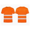 thumbnail image 3 of Yartina Men High Visibility Safety Construction Work T-Shirts Hi Vis Short Sleeve Cycling Reflective Orange 3XL, 3 of 5