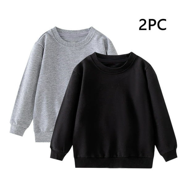 Cowsor Unisex Kids Solid Cotton Thin Pullover 2PC Sweatshirt T-Shirt Toddler Baby Crewneck Long Sleeve Tshirts Tops Blouse