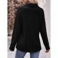 thumbnail image 3 of SHIBEVER Tops for Women Fall Casual Long Sleeves Tops Blasis Soild Black Knit Tunic Blouses V-Neck Collared Loose T Shirt for Lady Size L, 3 of 5