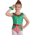 thumbnail image 3 of IEFIEL Kids Girls Christmas Gymnastic Leotard with Headband Outfit Christmas Elf Cosplay Costume Sleeveless Dance Leotard Green 12, 3 of 7