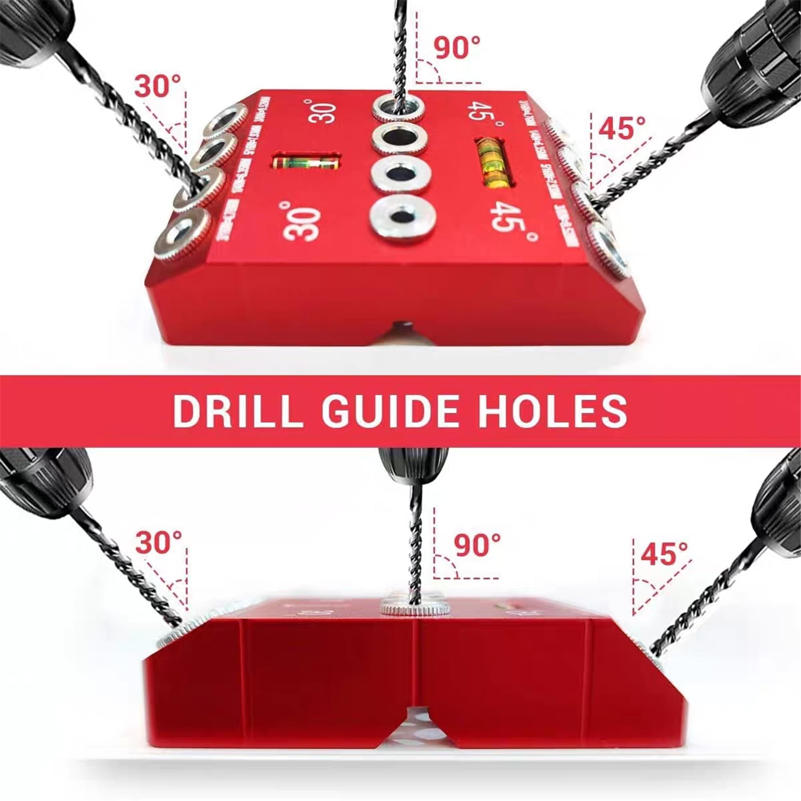 Angled Drill Guide Jig 4 Size Drill Jig for Angled 30 45 90 Holes Drill Guide Jig for Railing Deck Post Portable