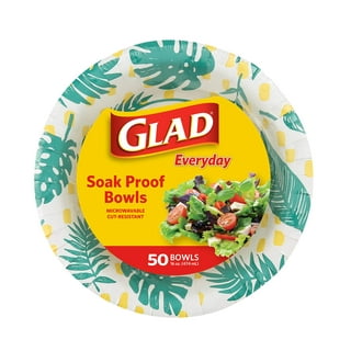 Glad 7 inch Square Paper Plates | Soak Proof Disposable Paper Plates for Everyday Use | 50 Count White Paper Plates with Blue and Green Hydrangea