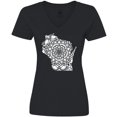 thumbnail image 3 of Inktastic Wisconsin Silhouette Mandala Women's V-Neck T-Shirt, 3 of 5