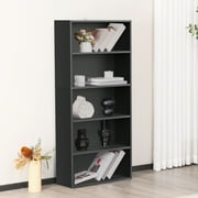 MCQ 5 Shelf Bookcase, 53 Inch Tall Floor Standing Open Bookshelf for Home Office and Living Room, Black
