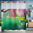 thumbnail image 2 of Pink Flower Tree No Hook Shower Curtain with Snap in Liner Small Boat Oil Painting Spring Plant Waterproof Bathroom Shower Curtain with See Through Top Window for Bathtub 72" x 72", 2 of 9