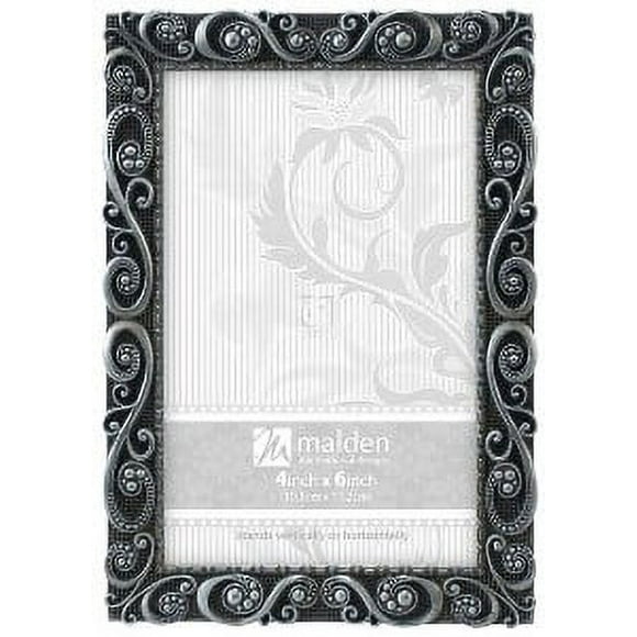 Malden International Designs Morgan Pewter Metal Picture Frame, 4x6, Silver
