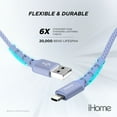 thumbnail image 4 of iHome Fabric Braided Lightning to USB Cable, Lavender, 6', 4 of 11