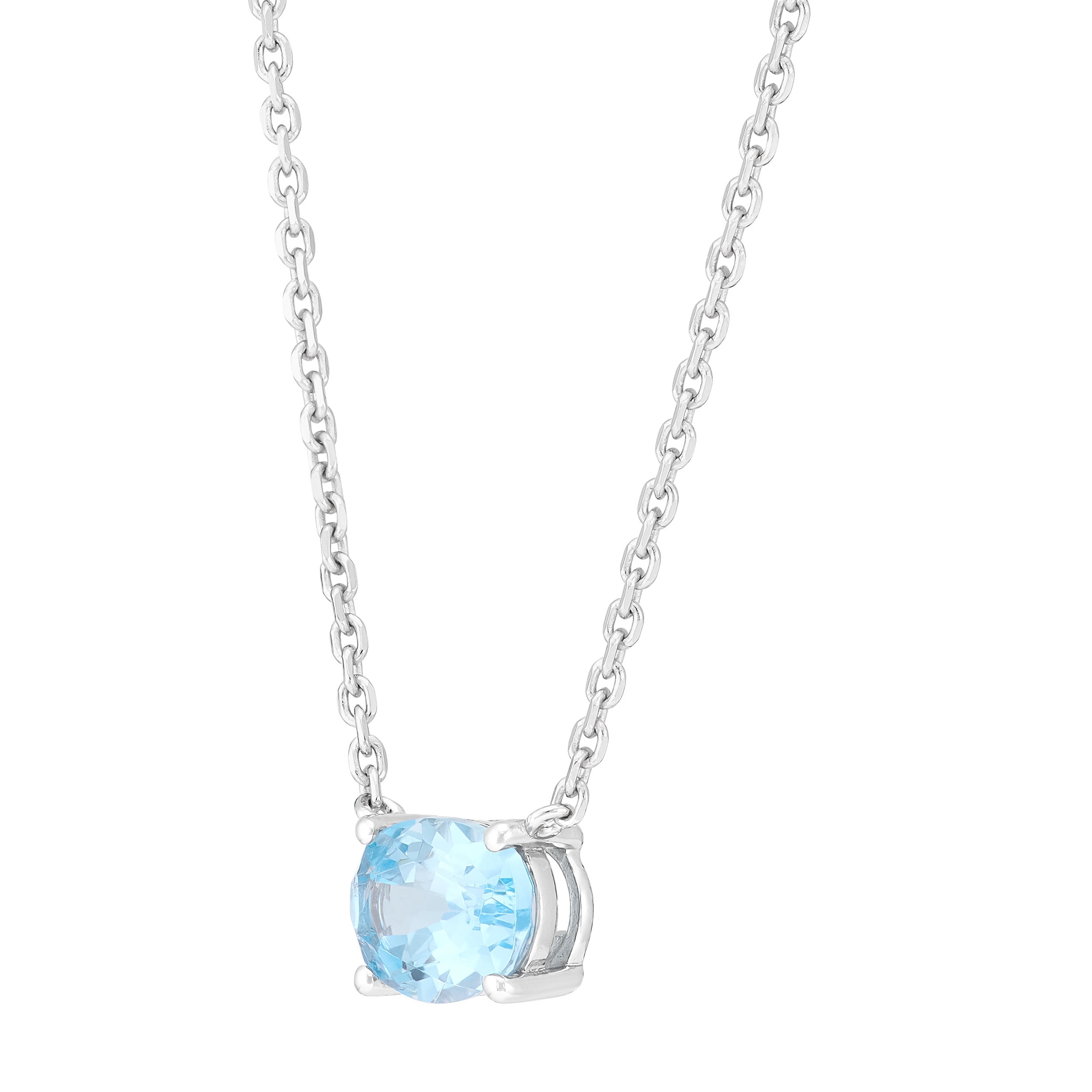 Brilliance Fine Jewelry Oval Simulated Aquamarine Necklace in Sterling Silver
