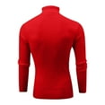 thumbnail image 4 of Miluxas Men Turtleneck Sweater Long Sleeve Cable Knit Sweaters Slim Fit Mock Neck Twisted Pullover Red, 4 of 5