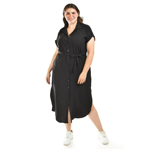 Vestido camisero Roman Fashion 2137 Negro Talla Extra
