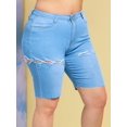 thumbnail image 1 of Cordones arriba dobladillo crudo más tamaño biker denim shorts Rosegal Pantalones cortos de talla grande, 1 of 5
