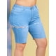 thumbnail image 1 of Cordones arriba dobladillo crudo más tamaño biker denim shorts Rosegal Pantalones cortos de talla grande, 1 of 5