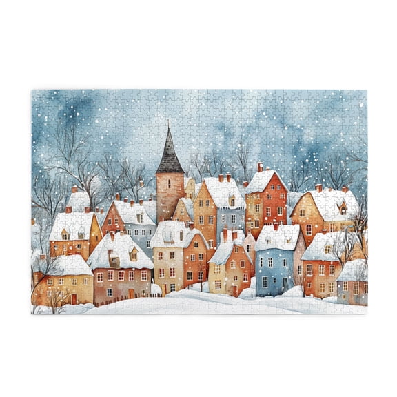 1000 PCS Enchanting Winter Town puzzles for adults 1000 pieces,Stunning Artwork,Classic scenery Wooden Puzzle,Great for Relaxation and Display for Puzzle Enthusiast,Funny Artwork for Adults