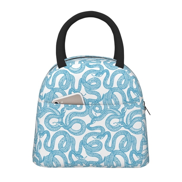 Easygdp Blue Snake Bolsa de Almuerzo Insulada Grande, Forro de Aluminio, Diseño Espacioso, a Prueba de Fugas, Ideal para Trabajo, Picnics, Viajes y Actividades al Aire Libre