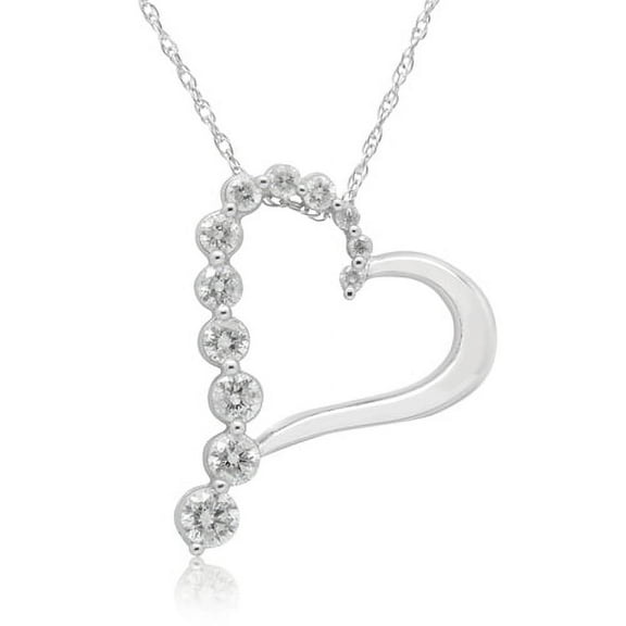 10K White Gold 0.50 CTTW Diamond Heart Pendant