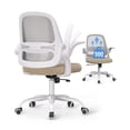 thumbnail image 1 of Silla de oficina amseatec con respaldo de malla, apoyabrazos abatibles y asiento beige, 1 of 8