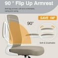 thumbnail image 6 of COOLHUT Home Office Chair with Flip-up Armrests for Standing Desk, Ergonomic Computer Office Desk Chair with Adjustable Foot Ring, Office Desk Chairs with Adjustab Lumbar Support, Khaki, 6 of 11