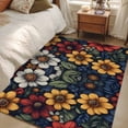 thumbnail image 5 of Summer Vintage Flower Area&nbsp;Rug 3x5ft Watercolor Yellow Red Flowers Non-Slip&nbsp;Washable Square&nbsp;Rugs Soft Felt Indoor Floor Mat for Bedroom Kitchen Living Room Bathroom, 5 of 9