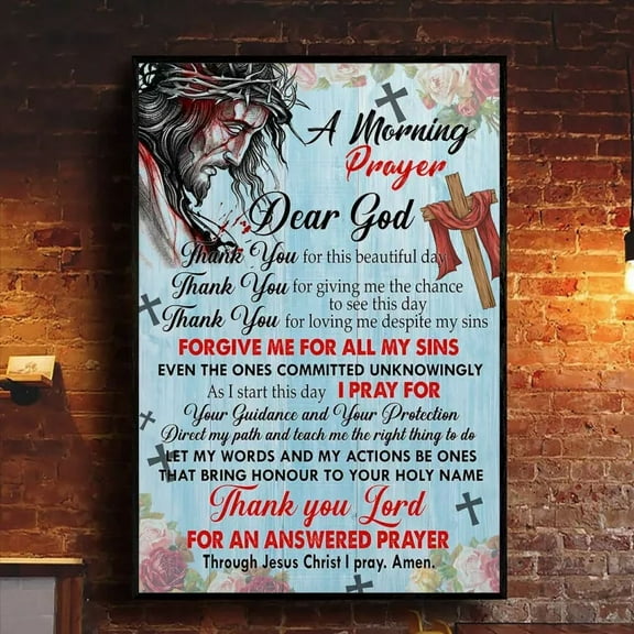 369 Prints A Morning Prayer Dear God Thank You For This Beautiful Day Jesus Faith - No Framed, Vintage Wall Art, Trendy Retro Print, Room Decor, Wall Art UNFRAMED, 8x12