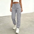 thumbnail image 2 of Cmfcve Cargo Pants for Women Lightweight Hiking Pants High Waist Drawstring Casual Joggers with Pockets, 2 of 6