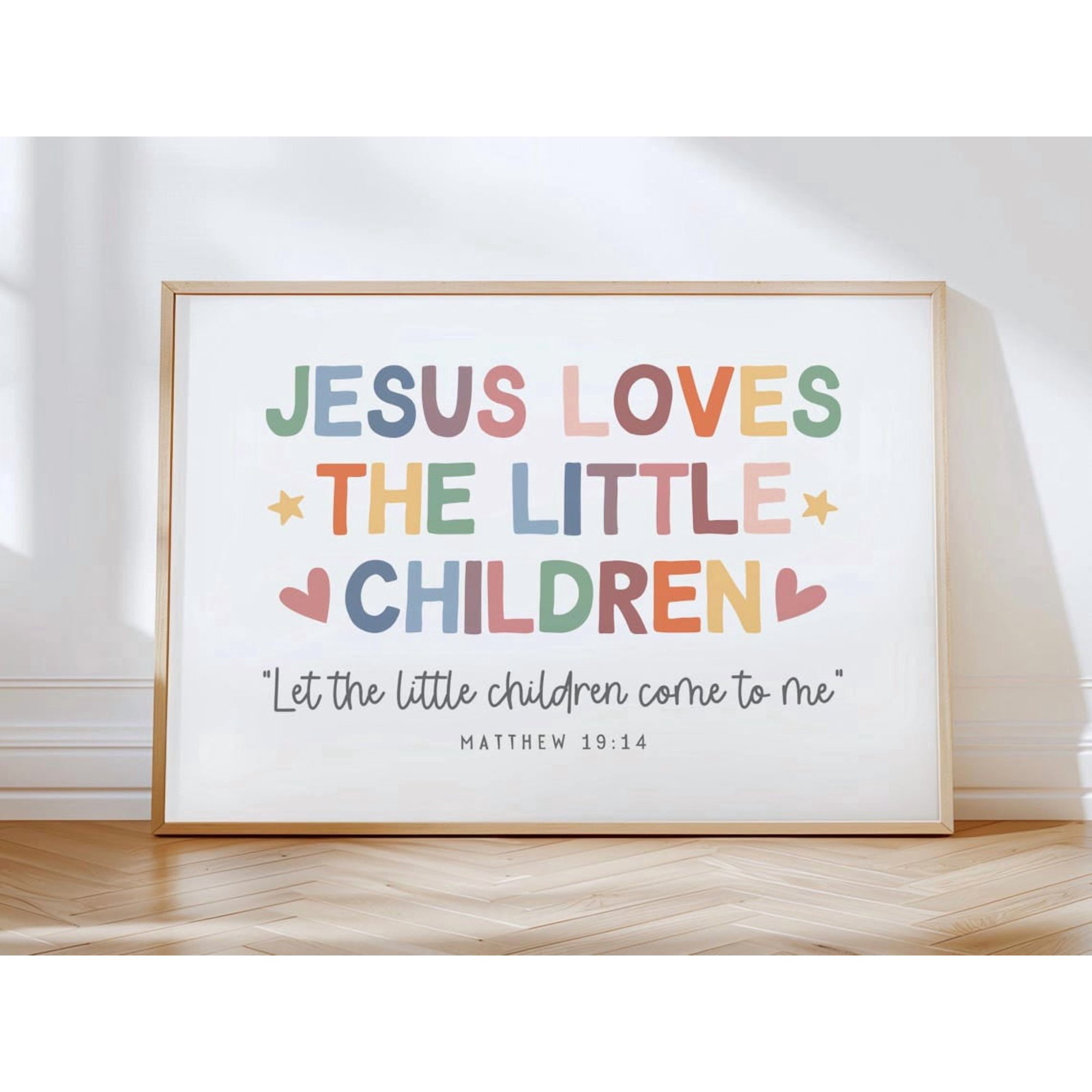 Jesus Loves The Little Children Christian Toddler Playroom Affirmation Home Decor Office Wall Art
