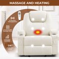 thumbnail image 3 of JMYMRY Recliner Chair with Heat and Massage, PU Leather, Adjustable Angle, Cup Holder, Side Pocket and USB Charge Port for Living Room, Beige, 3 of 9