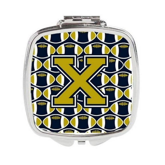 Carolines Treasures Letter X Football Blue & Gold Compact Mirror