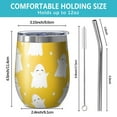thumbnail image 5 of 12oz Stemless Wine Tumblers Happy Halloween Ghost Pattern Vacuum Insulated Stainless Steel Travel Tumbler Cups Mug with Lid and Straw for Champaign,Cocktail,Beer with Cleaning Brush, 5 of 5