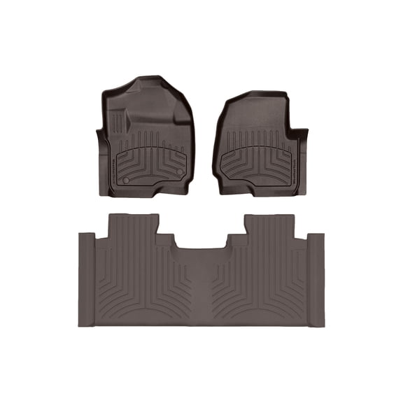 WeatherTech FloorLiner HP Custom Fit Floor Mats compatible with 2025-2025 Ford Super Duty - 1st & 2nd Row, Cocoa