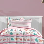 Dream Factory Butterfly Garden Full Bed in a Bag Pink, Microfiber, 100% Polyester Fill, Female, Child
