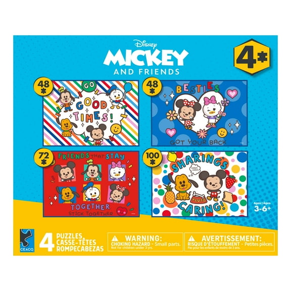 Ceaco Disney Friends are Family 4-in-1 Multipack Interlocking Jigsaw Puzzles for Children Ages 6