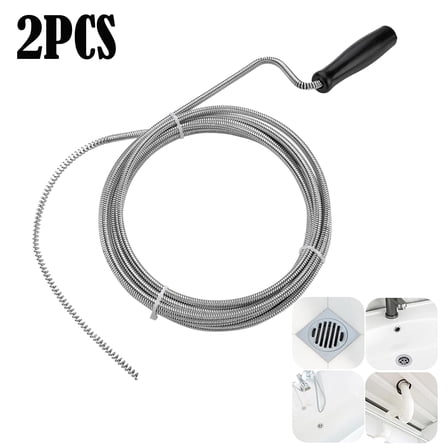 Professional Slow Drain Cleaner and Clog Remover - 10-Foot Metal Snake for Hair, Food, Debris, and Garbage Removal from Pipes, Plumber Tools