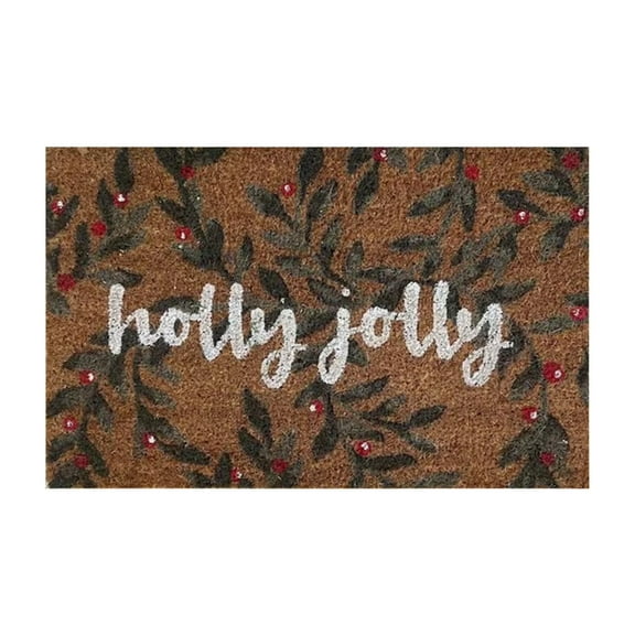 Holly Jolly Christmas Door Mat Holiday Floor Rug Non-Slip Absorbent Entrance Carpet For Kitchen Bathroom Indoor Outdoor Use Durable Mat